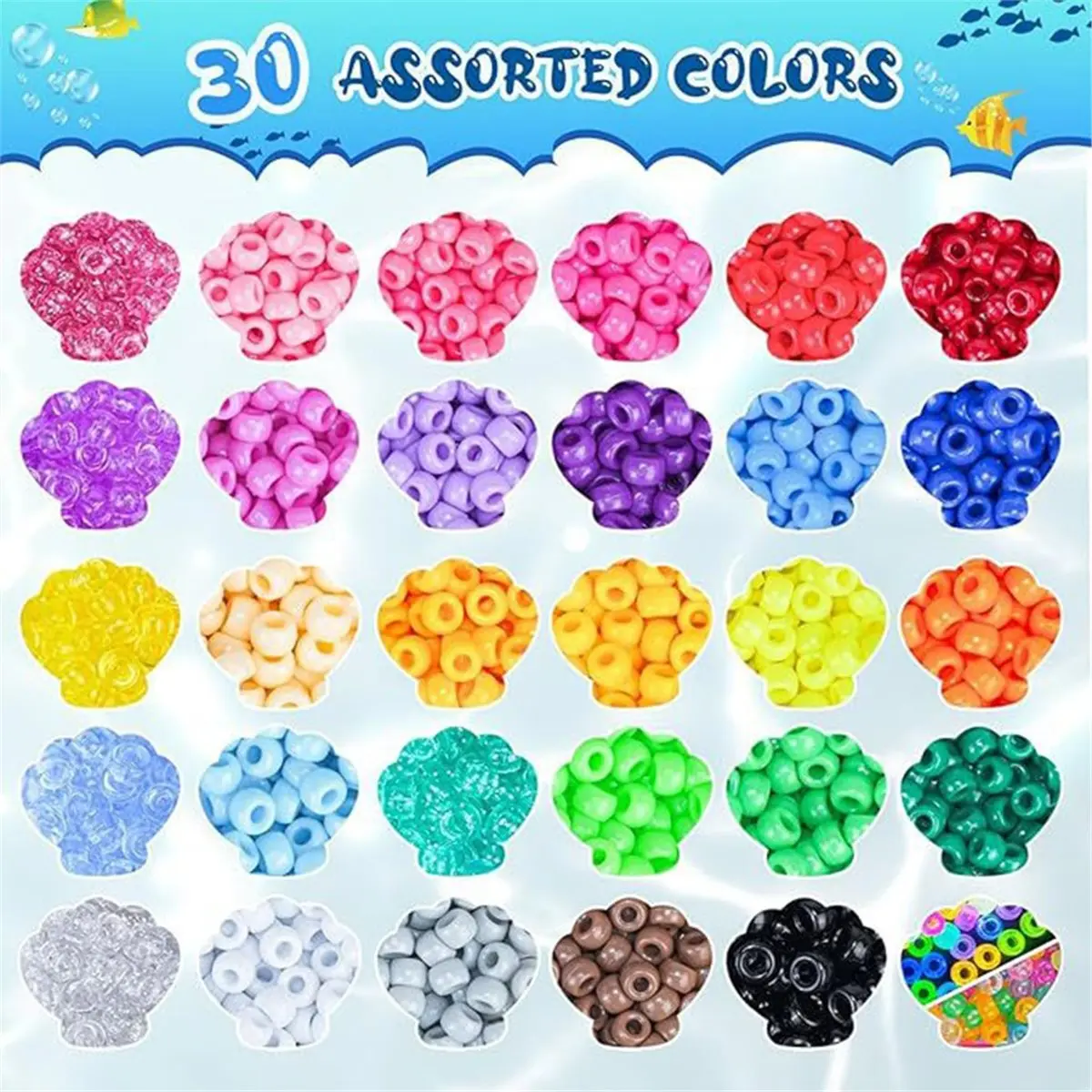 5250 PCS Dazzling Beads 30 Colors Includes Glow in the Dark Beads 6x9mm Hair Bead for Braids Bracelet Jewelry Making