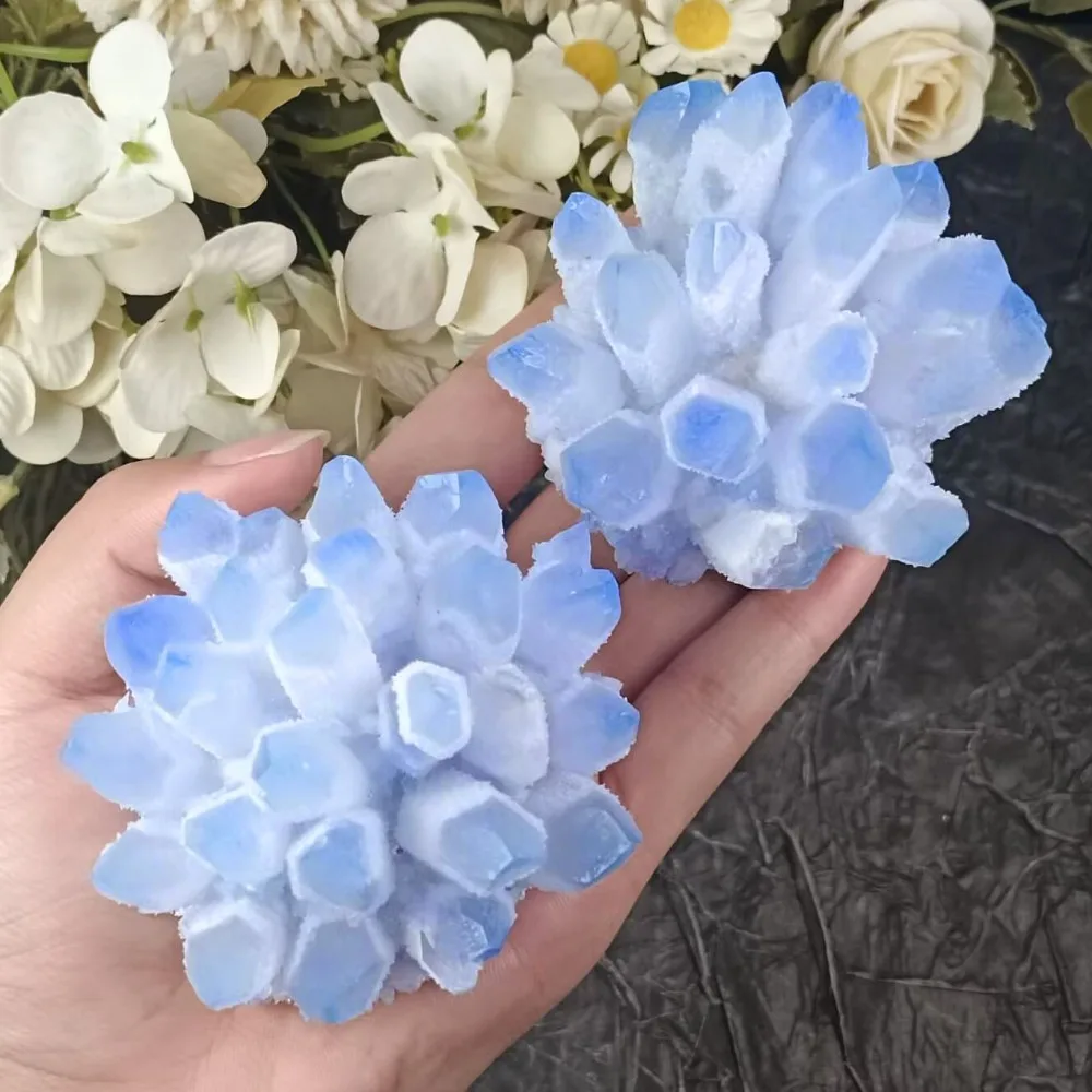 Stunning Blue Quartz Crystal Cluster, Artificial Mineral Specimen, Home Decor, Ideal Gift for Graduation, Mother's Day, Energy