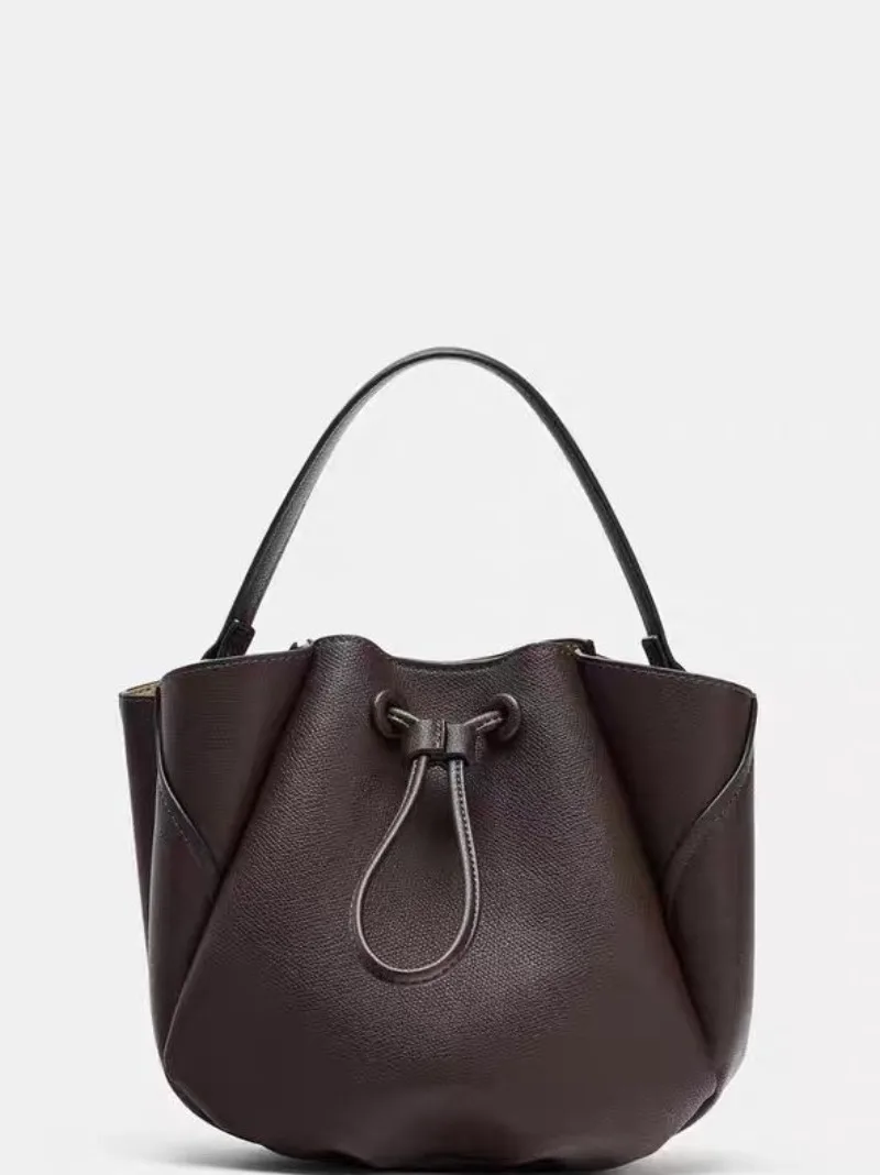 

2026 New Pure Color Trendy Design Bucket Bag Women's Crossbody Shoulder Bag Commuter Casual Travel Ultrafiber Material