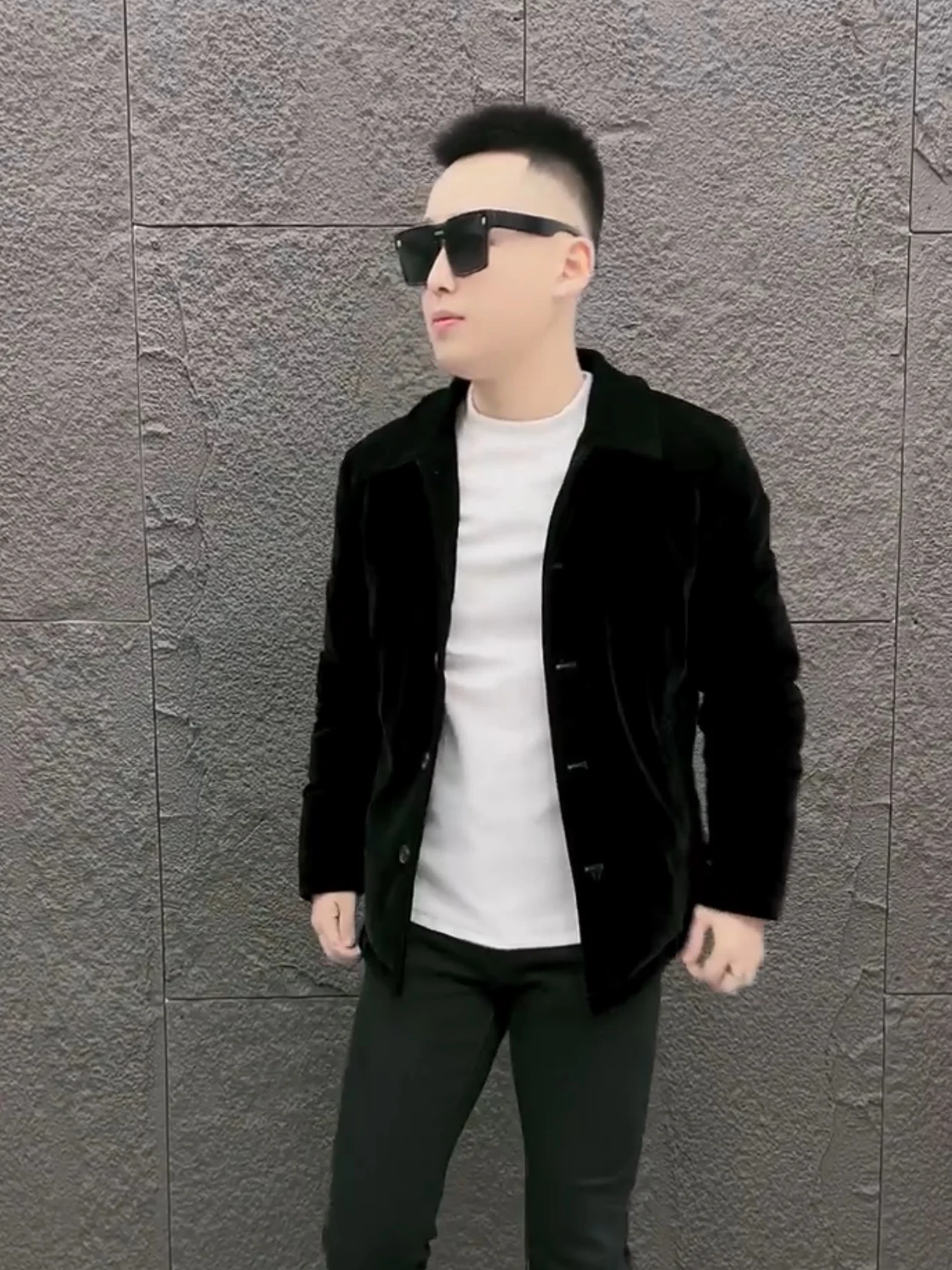 

Trendy Gold Velvet Men's Jaet Slim Fit Collar Coat Youthful Sle Long Sve Warmth Guaranteed Chinese Faion Outerwear