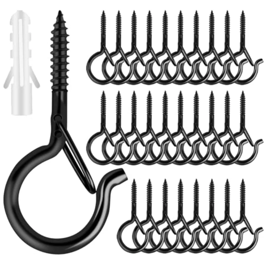 Q Hanger Screw-in Hooks for Outdoor String Lights, Swivel Hanging Basket Patio Light Hooks with Safe Buckle Screw in Planter Ey