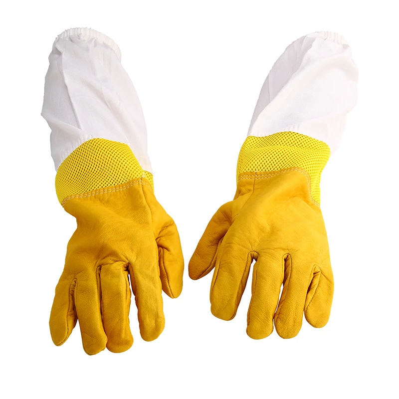 

High Quality Elastic Cuff Beekeeping Gloves with Ventilated Long Canvas Sleeves Fireproof Leather Wholesale at Reasonable Price