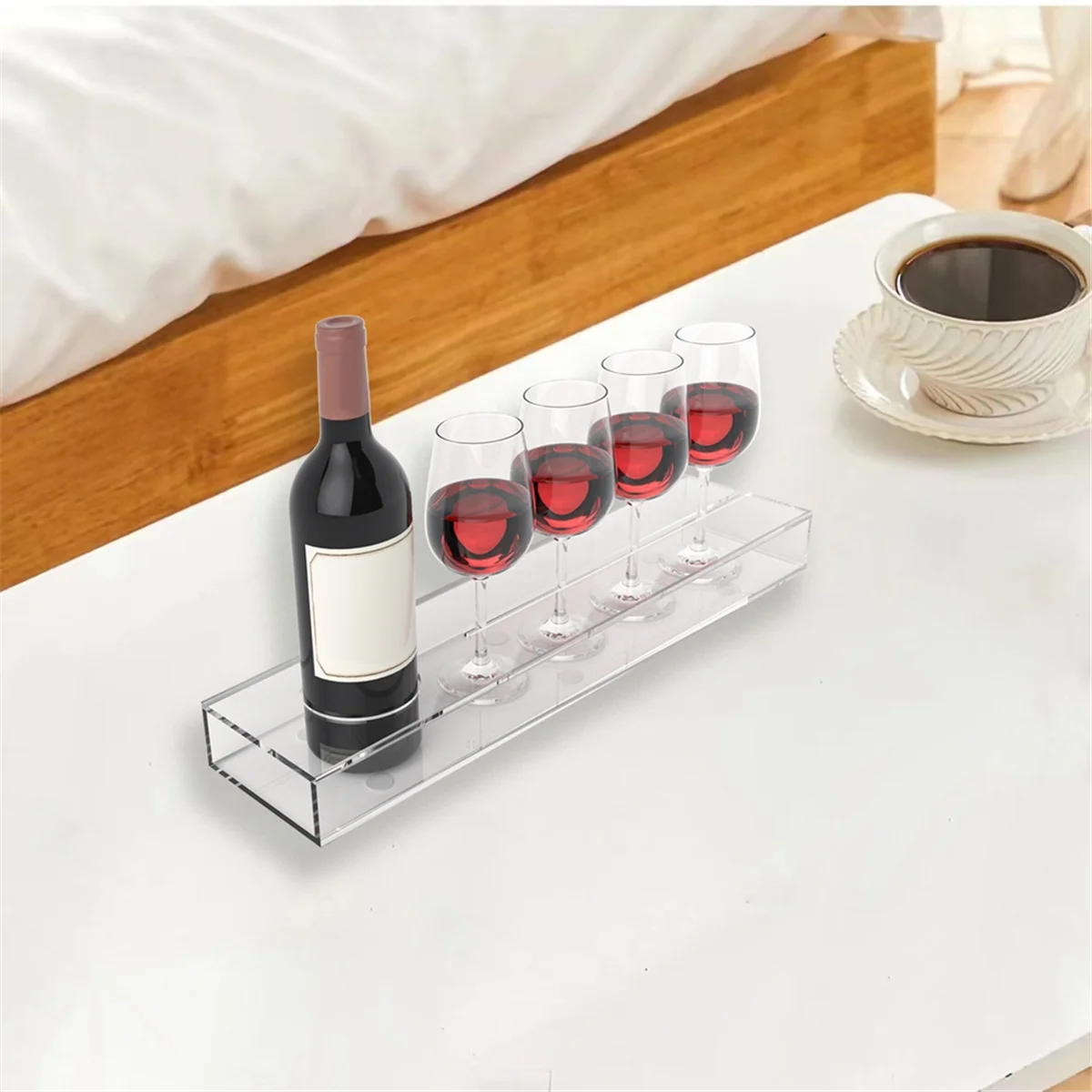 Acrylic Shot Glass Holder Display Rack Bar Wine Drinks Cup Storage Carrier Tasting Serving Tray Single Row