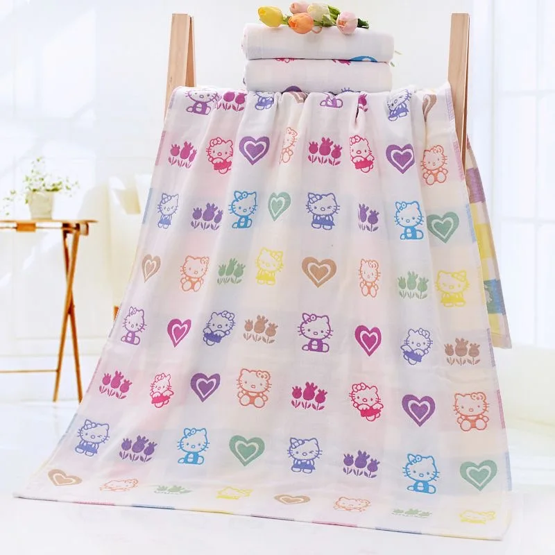 

Hello Kitty 3-layer Gauze Cotton Bath Towel Super Absorbent Dry Lint-free Couples Cartoon Bath Towel Essential for Home Travel