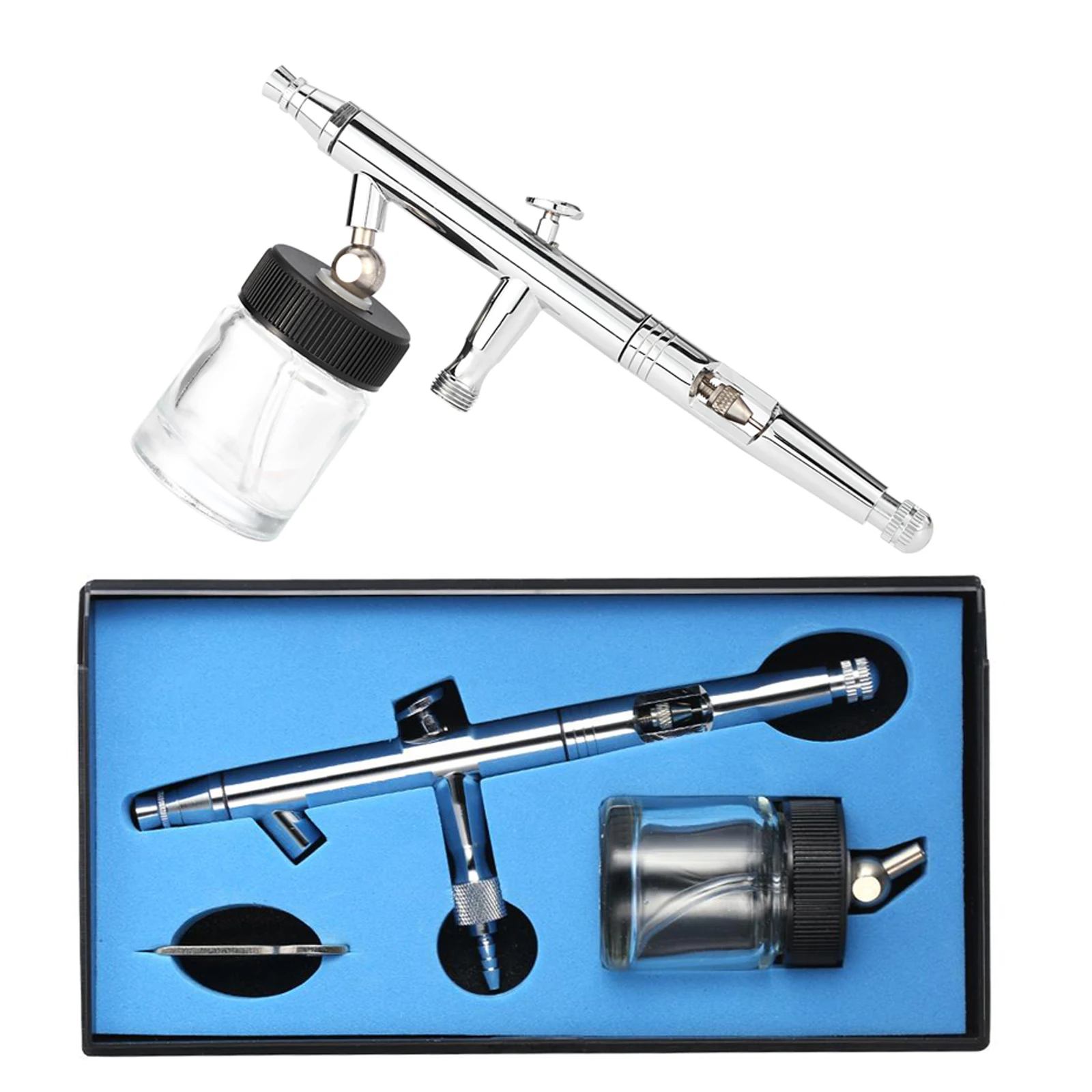 Nasedal 0.5mm 22cc Siphon Feed Dual-Action Airbrush Kit Set for Art Craft Painting Auto Paint Hobby Air Brush Nail