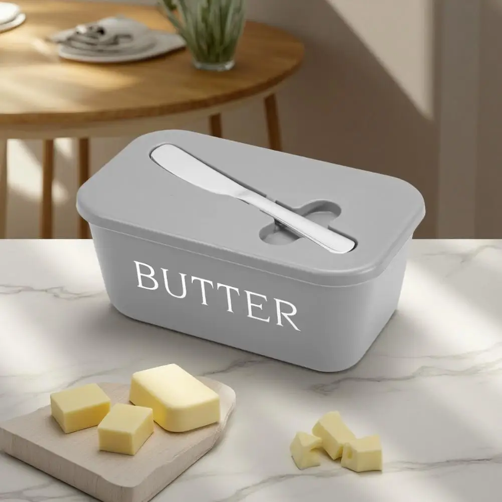 Butter Container Box with Knife Simple Restaurant Sealed Storage Box Cheese Box with Knife Butter Slicer Butter Dish Tableware