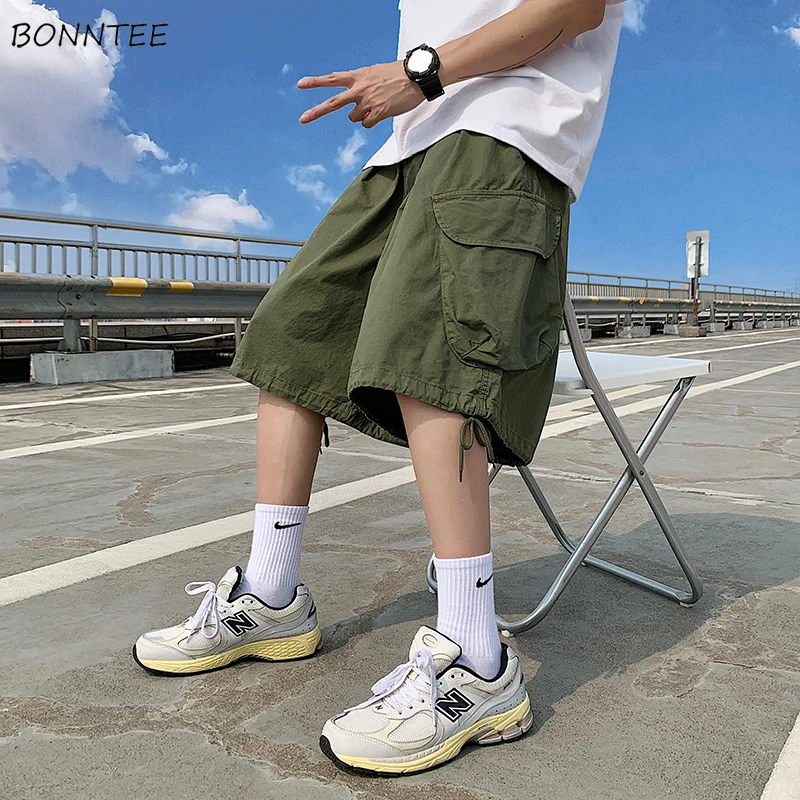 

Японские уличные шорты, мужские мешковатые шорты-карго, повседневные, красивые, на шнурке, с большими карманами, в стиле хип-хоп, для подростков, жизненная сила, Harajuku Hombre Chic