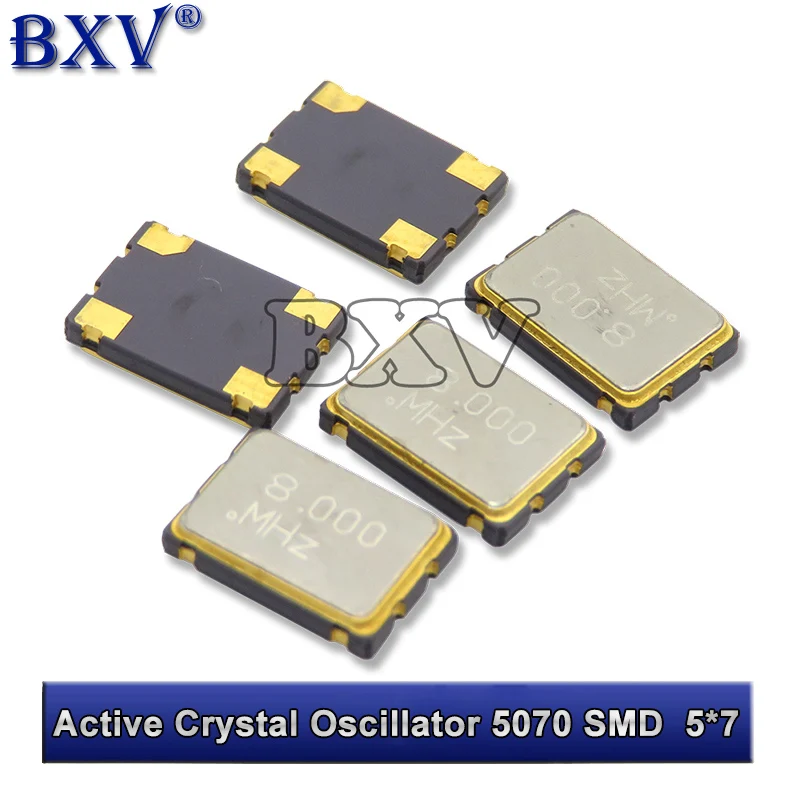 5PCS SMD 5070 Active Crystal Oscillator OSC 6Mhz 10Mhz 12Mhz 16Mhz 20Mhz 24Mhz 25Mhz 33Mhz 50Mhz 7050 5*7 New Crystal Oscillator