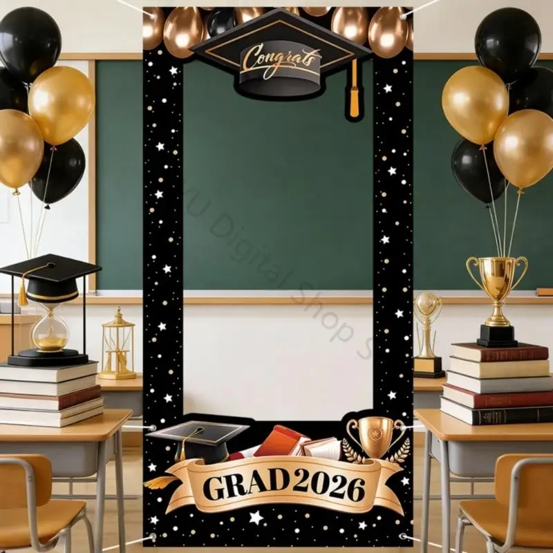 96BA Großer 120 x 60 Abschlussfeier-Hintergrund mit Stern-Ballons-Design-Hintergrund – Detail 8