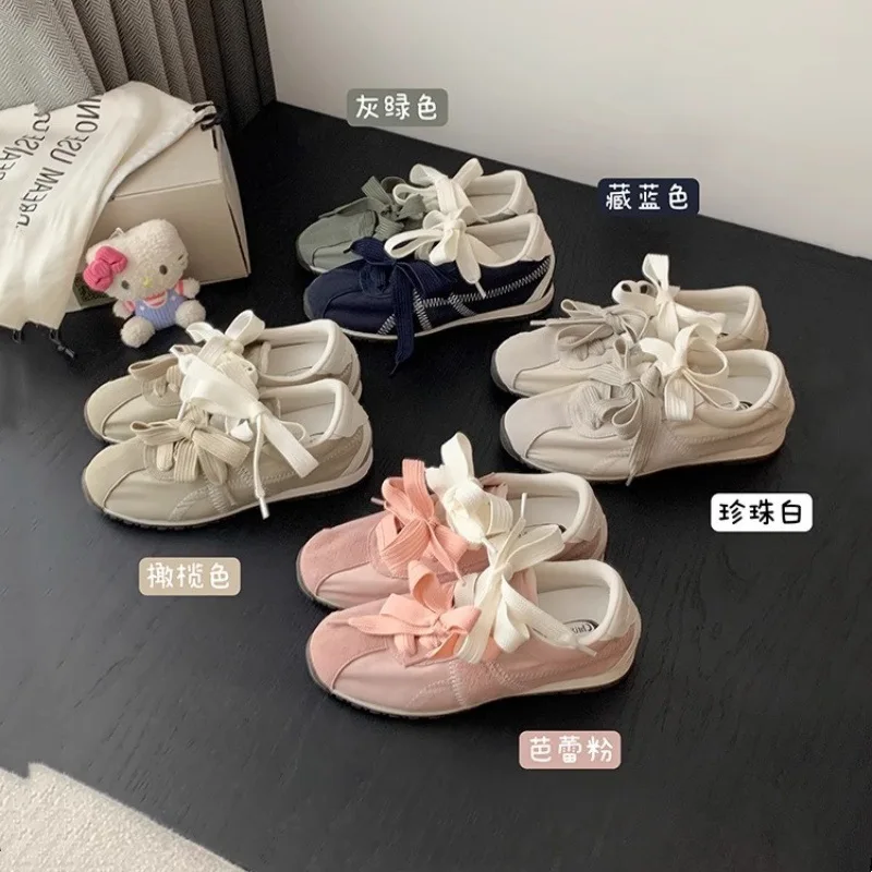 

Gentle Fairy Shoes with Dress, Sports Casual Sneakers, White Shoes with Hidden Height Increase, Pink Training Shoes for Women