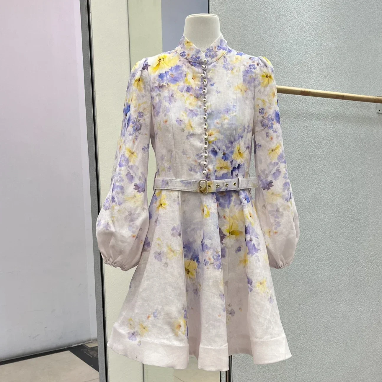 

Highest Quality Version Bohemian Style Dress Australia Luxury Deisgn Vintage Floral Print Long Sleeve Mini Dresses Party Linen