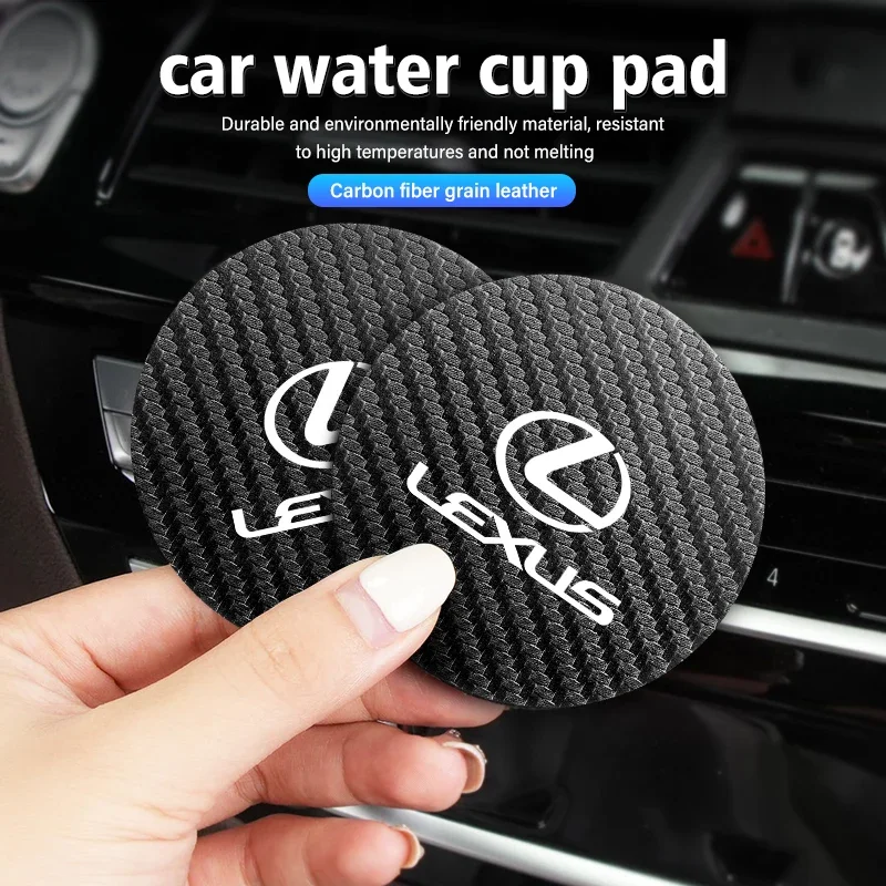 Carbon Fiber Car Coaster Non-slip Water Cup Holder Insert Mat For Lexus CT ES GS NX IS250 CT200h IS300h ES300h ERX400h NX300h