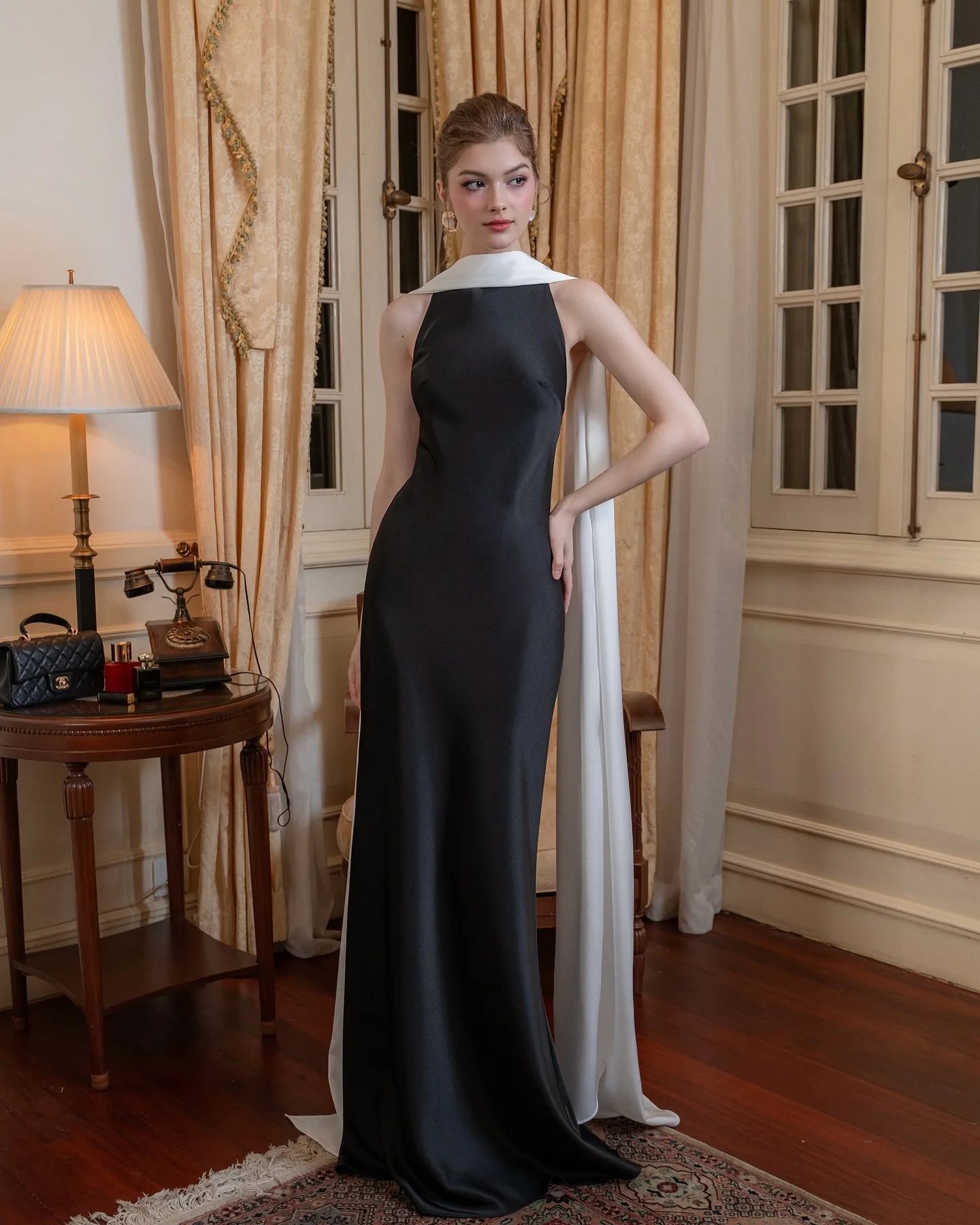 

Customized Sexy Satin A-Line Ribbons Evening Dress Delicate Sleeveless Halter Floor Length فستان سهرة نسائي