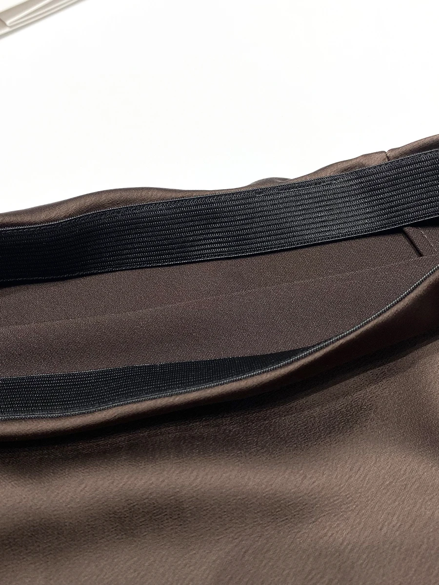 Retro Ele Satin Fini  Skirt High Waist ort Skirt een Satin Commute Women's Fitted Skirt A-Line Skirt