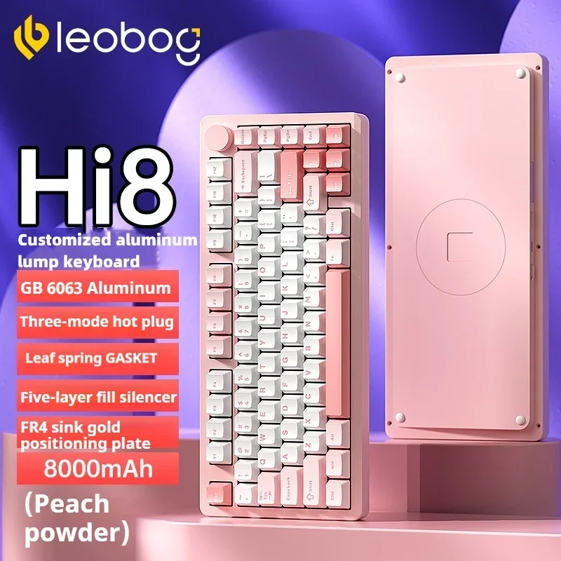 Imagem -04 - Leobog-teclado Mecânico de Alumínio Bluetooth sem Fio Rgb Estrutura Personalizada Botão de Metal Hi8 Três Modo Acessório Presente