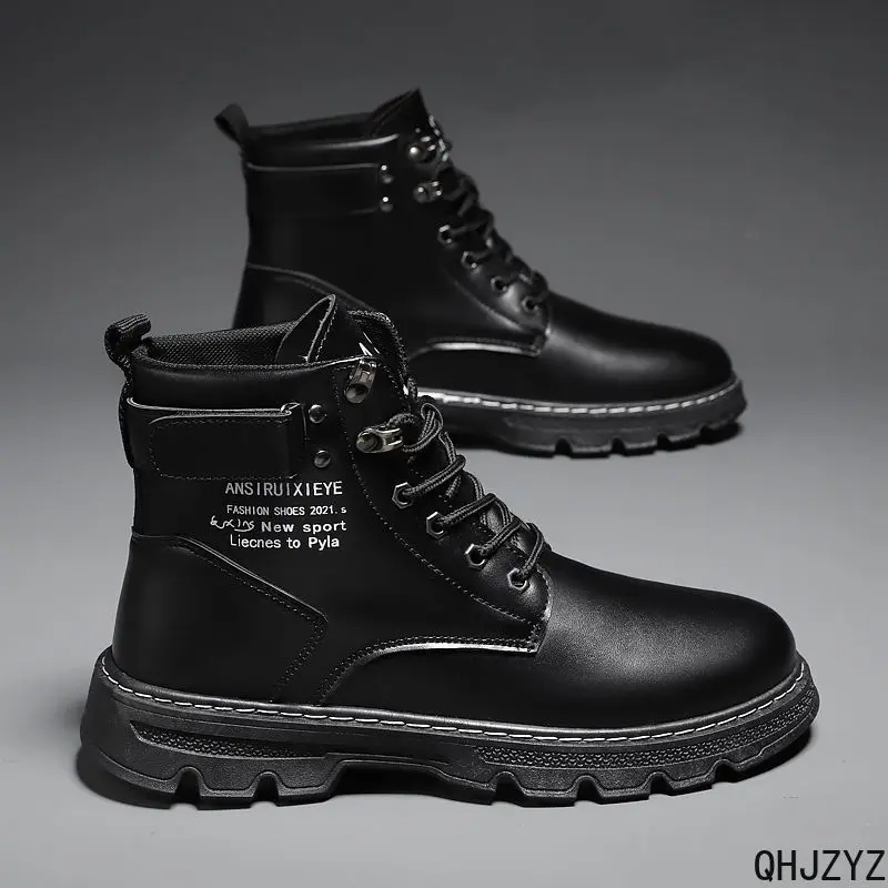Man Shoes Military High Top Winter Lace-Up Botas Hombre Men Leather Shoes Fashion Motorcycle Men Ankle Boots Men Boots