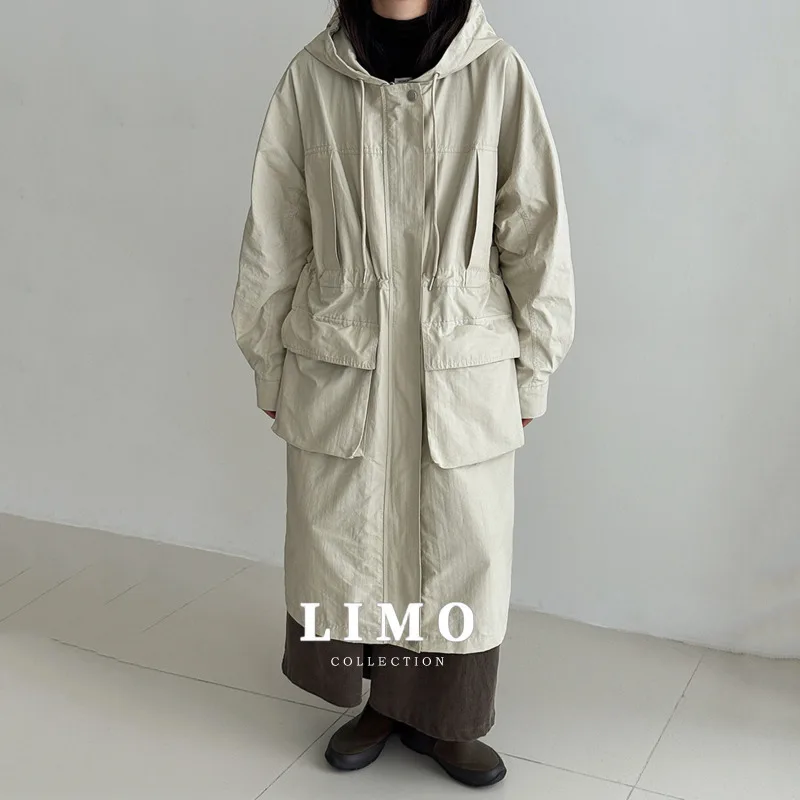 

LIMO Высококачественный Тренч с капюшоном в британском стиле для женщин, осенний новый дизайн, длинное пальто для похудения с завязкой на талии