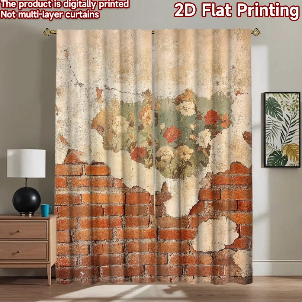 

1pc 2D flat Photography Backdrop Tapestry Cracked Wall Floral Reveal 100% Polyester Festive Backdrops Perfect for Suitable for