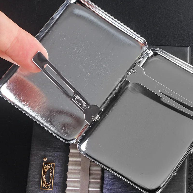 الفولاذ المقاوم للصدأ مرآة علبة السجائر الذهب الرجعية المحمولة جيب السجائر حزمة 18 علبة السجائر رجل المدخن هدية