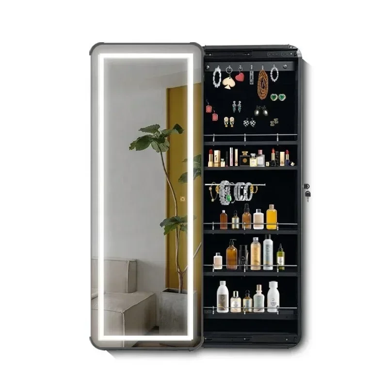 Full-length mirror packing storage cabinet storage shelf one invisible intelligent LED hidden wall-mounted full-length mirror