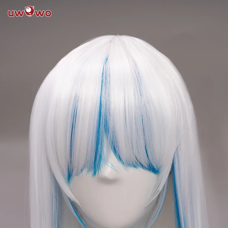 UWOWO Hololive ENG Gawr Gura Cosplay Wig Shark Cosplay Gawr Gura Cosplay Wig GAWRGURA 40cm White Blue Gradient Hair