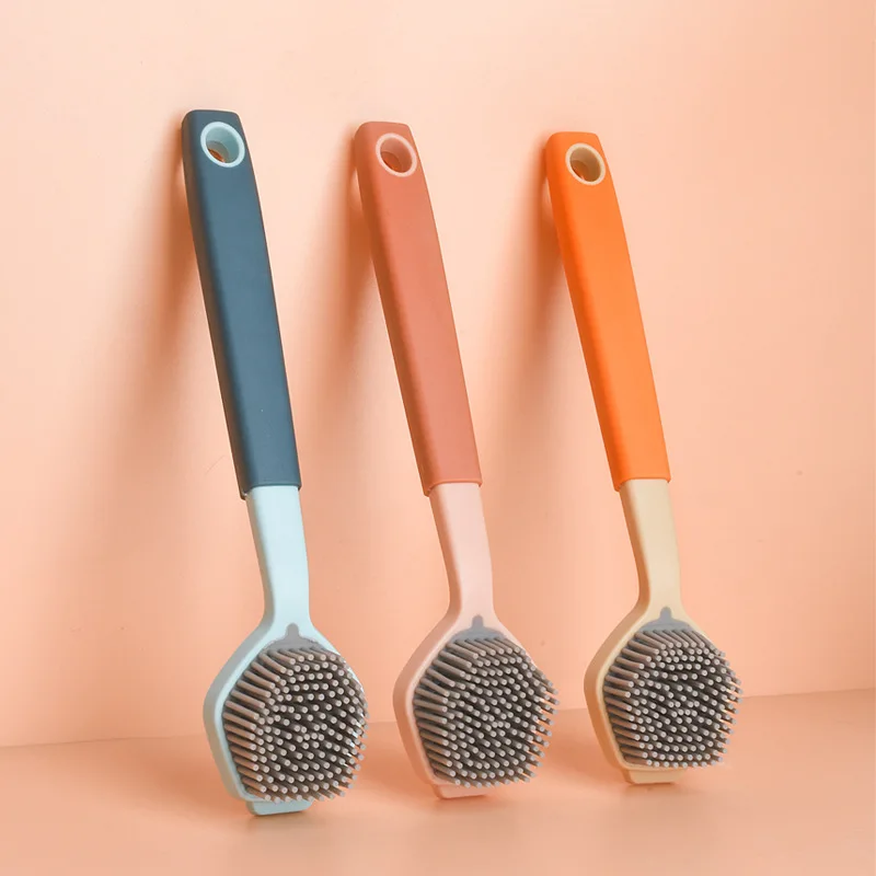 

Obelix Portable Long Handle Clean Brush MultiFunction Silicone Anti-Slip Kitchen Cleaning Brush Without Damaging The Pot Tools
