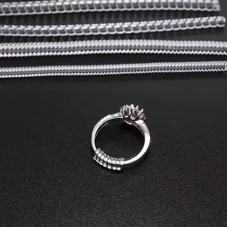 4pcs/lot Transparent Spiral Based Ring Tools Spring Coil Ring Size Adjuster Guard Tightener Reducer Resizing Tool For Jewelry