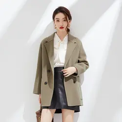 Ladies' 100% cashmere thick double-sided extended coat, classic, versatile and fashionable for business and leisure