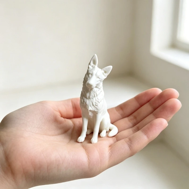 Figura de Resina de Pastor Alemán Blanco en Miniatura, Estatua de Perro Sentado, Decoración Minimalista para Mesa, Adorno para Dormitorio, Oficina, Estantería, Manualidades