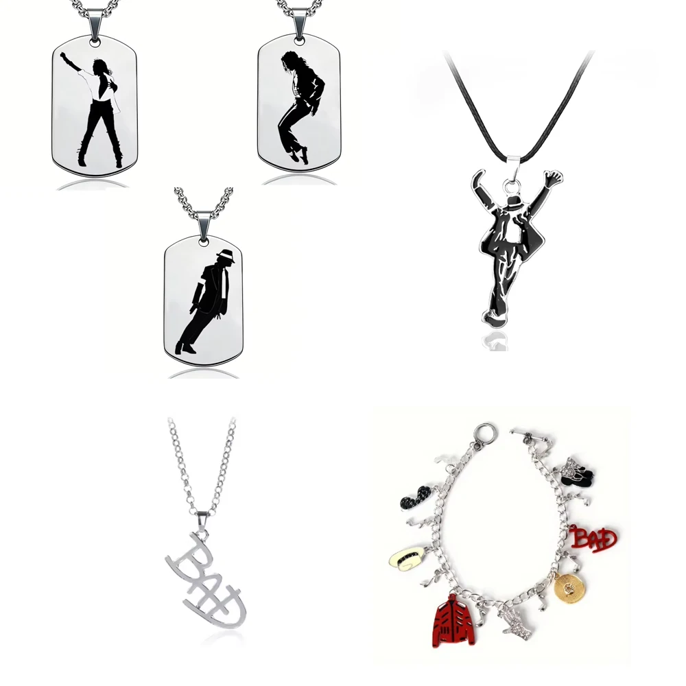Artist Singer Michael BAD Necklace Rock Roll Everlasting Jackson Classic MJ Pendant Hot Charm Punk Cosplay Accessories Fans Gift