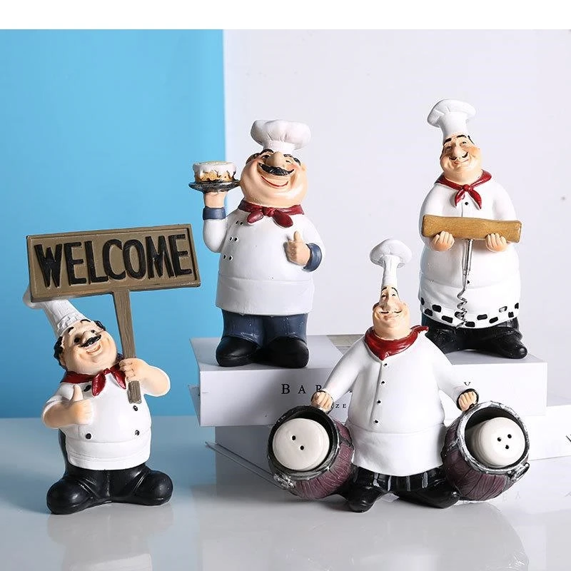 Bearded Chefs Figures Statue Desk Decoration Professional Chef Character Resin Sculpture Ornaments Modern Home Decor