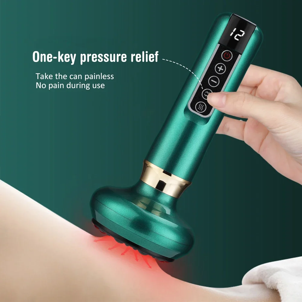 12 Levels Intelligent Vacuum Massager Pressure Cupping Wireless Scraping Apparatus Heating Dredge Meridian Relieve Fatigue