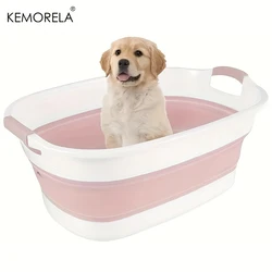 KEMORELA Collapsible Pet Bathtub Dog Cat Wash Tub Folding Tub Laundry Basket Storage Container Organizer Portable Space Saving