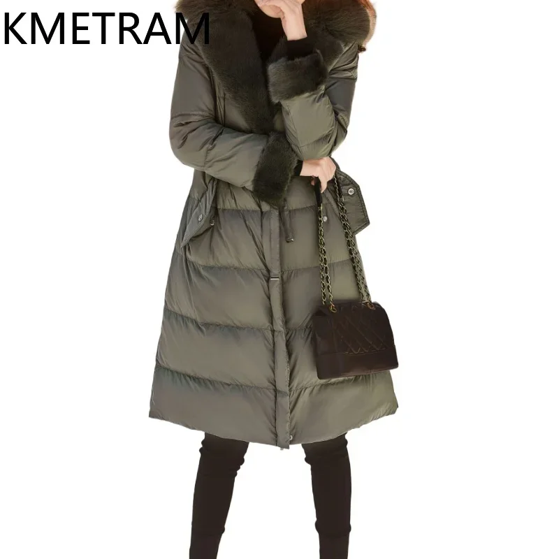 KMETRAM Gänsedaunenjacken, Fuchs mit Nerzpelzkragen, Daunenmantel, elegante Pufferjacke, Winterkleidung für Damen, 2024, Jaхок Ж Diego