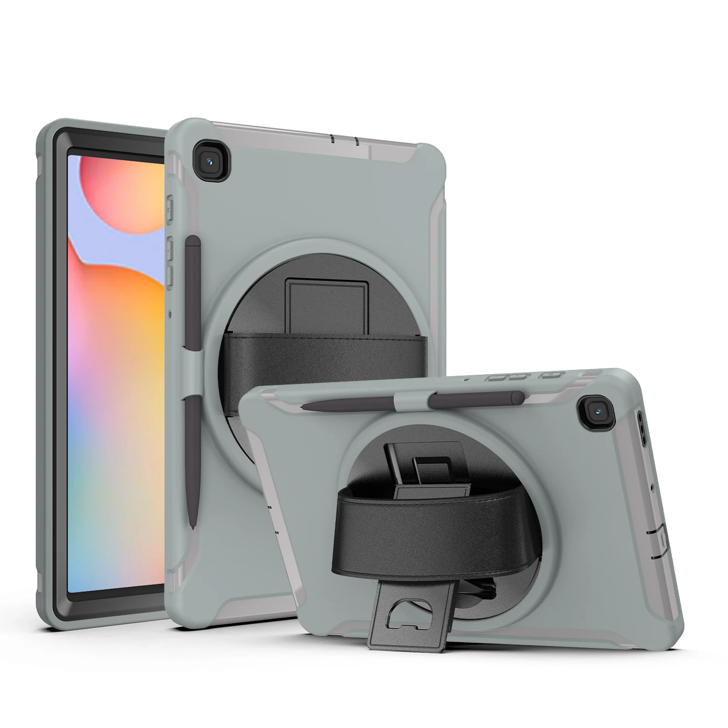 

For Samsung Galaxy Tab S6 Lite case 10.4 inch 2022/2020 SM-P610/P615/P613/P619 Rugged Cover 360 Degree Rotating Stand Hand Strap