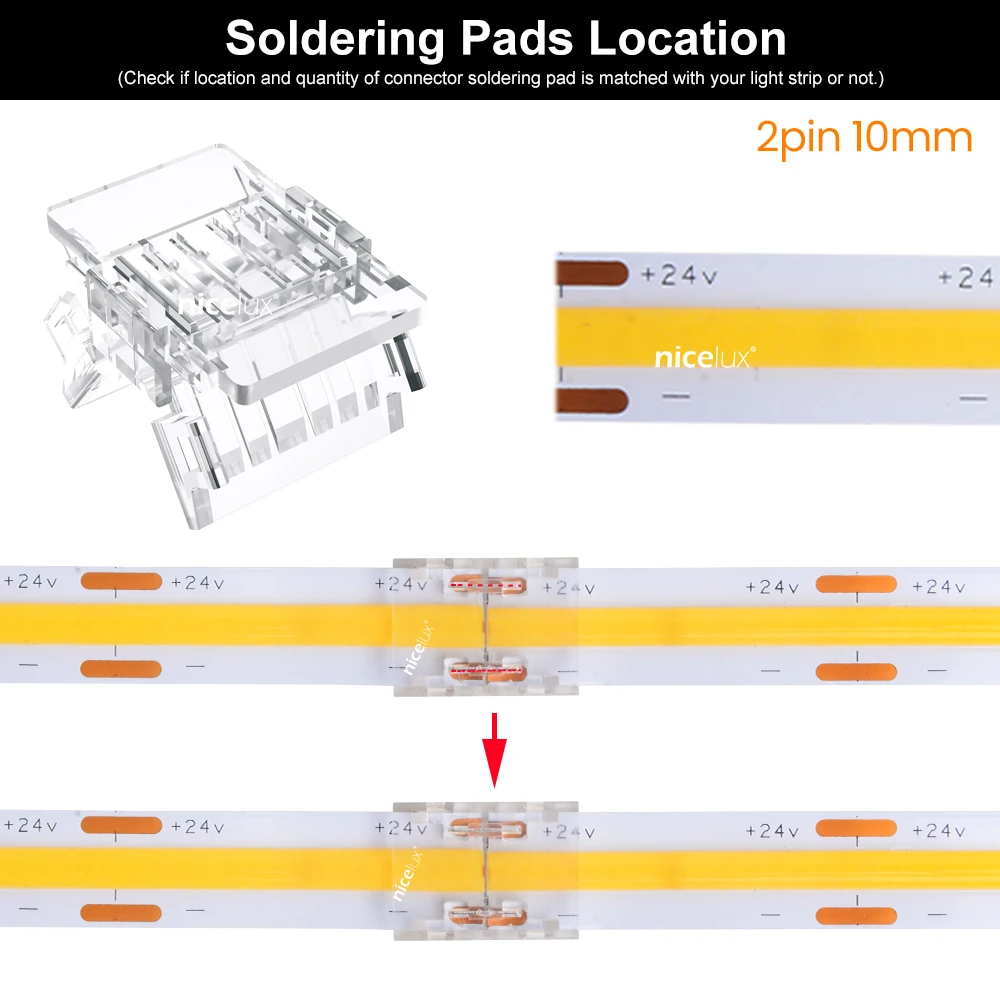 12 24V złącze LED 2Pin Bar na pokładzie złącza do jednokolorowa taśma LED 8mm 10mm 12mm 5mm COB 5050 2835 SMD złącze