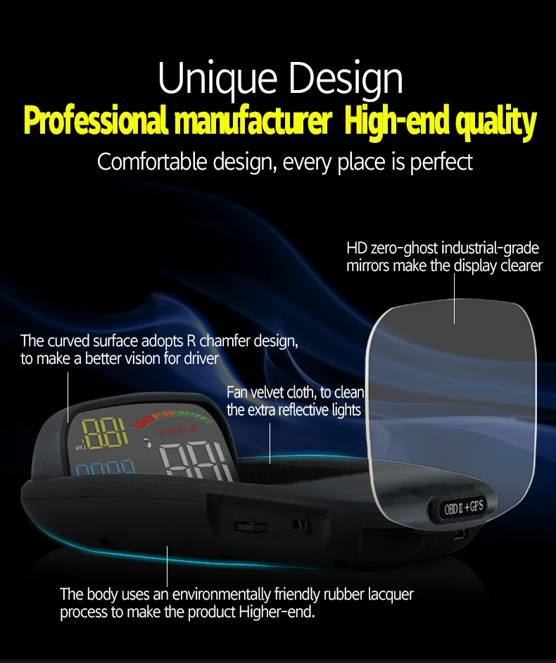 

top sale C800 Dual System GPS+OBD2 Auto Meter HUD C800 Car Head-Up Display with Speedometer for All Vehicles Speed Display