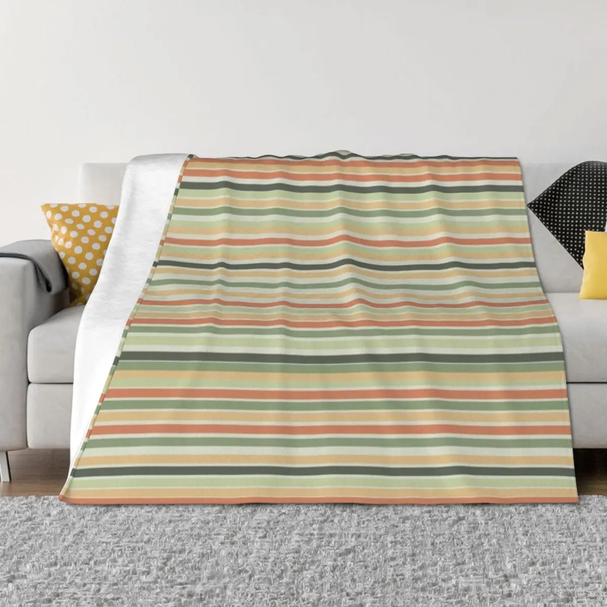

Fine Stripes Soothing Pastel Pattern in Sage Green and Coral Clay Throw Blanket Tourist Personalized Gift Thermal Blankets