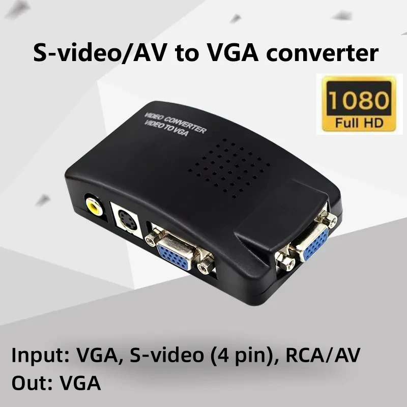 Konwerter wideo S-video AV/RCA/CVBS kompatybilny z konwerterem wideo VGA dla VCD/DVD/kamery internetowej/przystawki PC HDTV