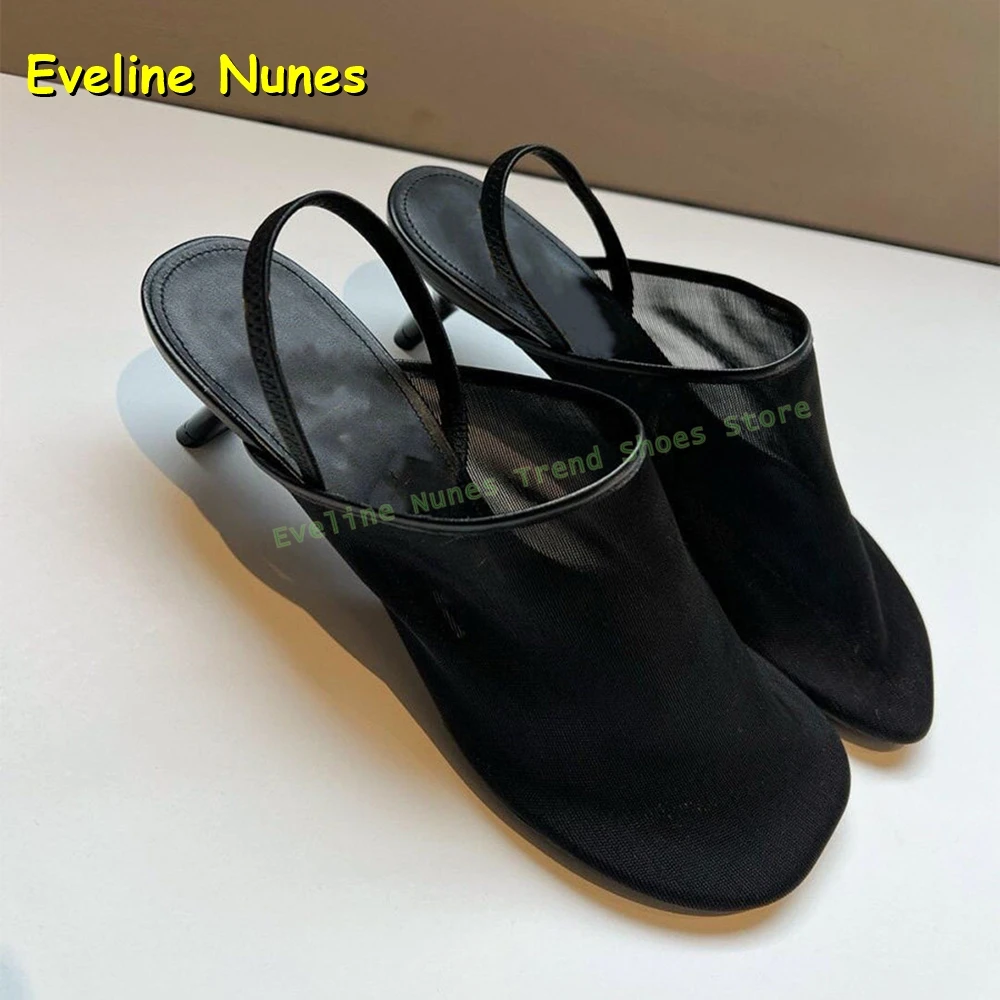 

Женские черные туфли-слингбэки на каблуке-рюмочке с квадратным носком, прозрачные сетчатые туфли без задника для вечеринок, повседневной носки и офиса, лето 2026