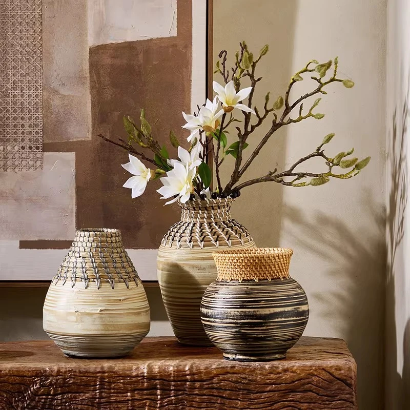 

Ваби-Саби домашний декор, бамбуковая ваза с ручной росписью, скульптура из ископаемого дерева с подсвечником, натуральная центральная часть дзен для гостиной