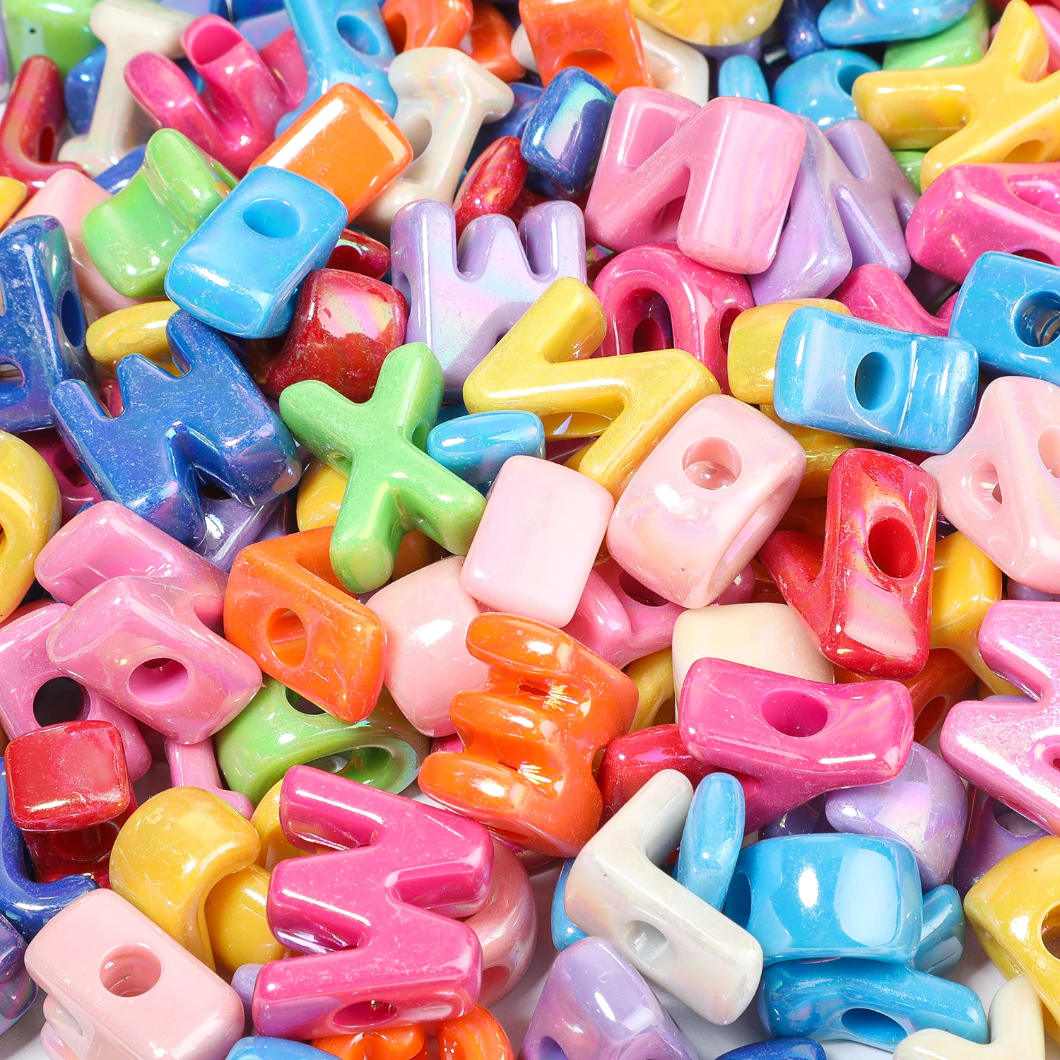 100g Farbige Acryl-Lose-Perlen mit großen Löchern in Buchstabenform für DIY-Schmuckherstellung, Armbänder, Ohrringe, Halsketten, Schlüsselanhänger-Materialien – Detail 3