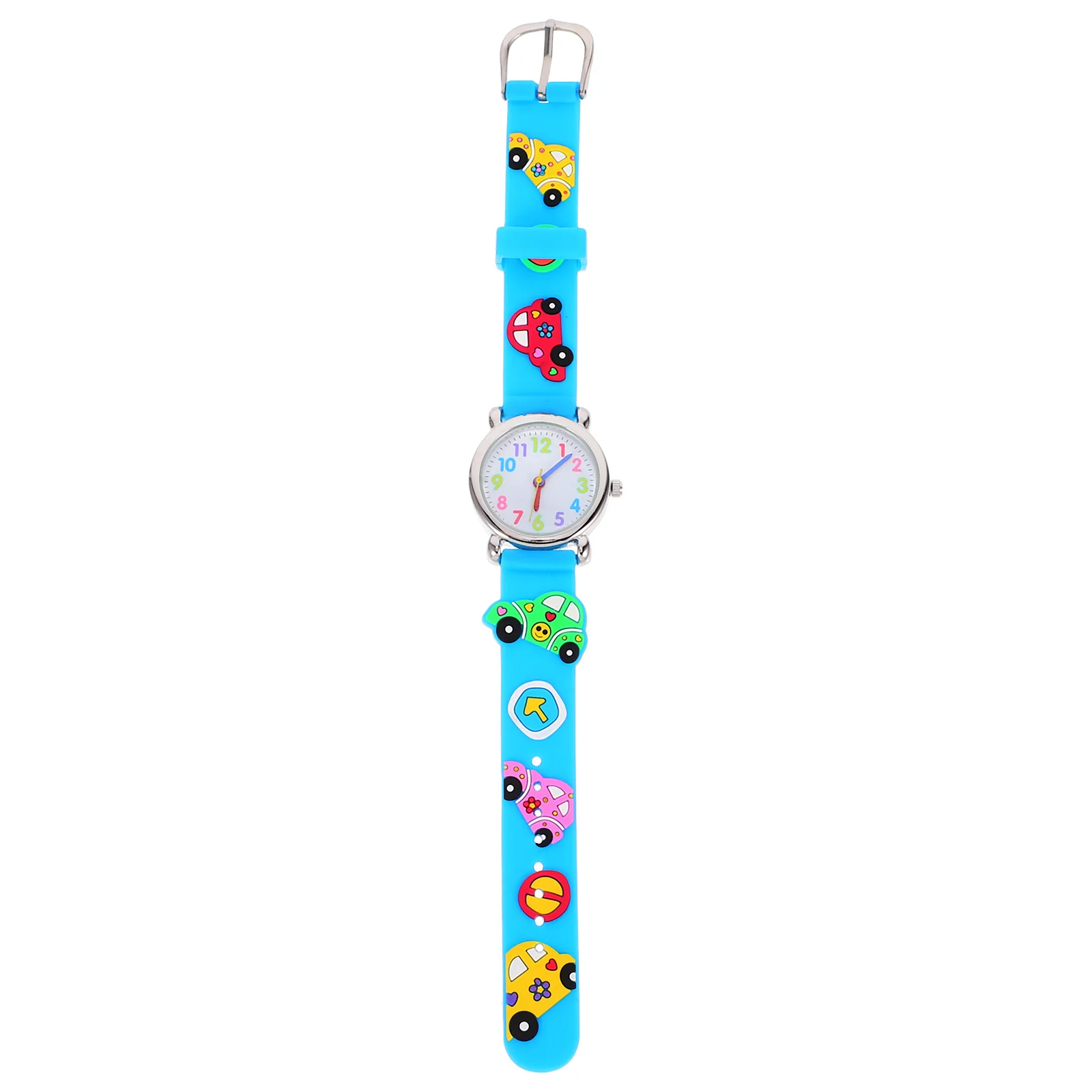 Creative Kids Watch Cartoon Vehicle Pattern Stylish Quartz Watch Birthday Gift for Children Comfortable PVC Strap