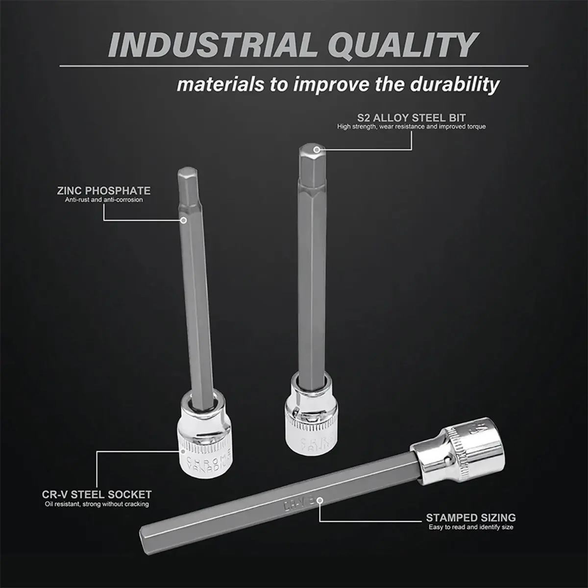 

Набор удлиненных шестигранных бит AT16, 7 предметов, H3-H10 -V, привод 3/8 дюйма, длина 110 мм