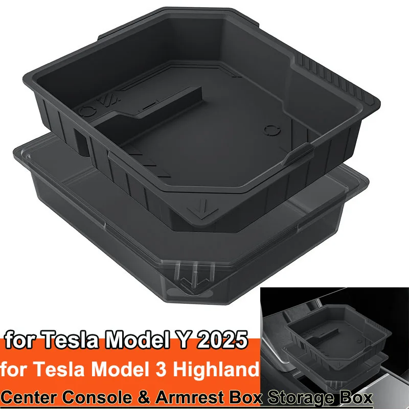 

for Tesla Model Y Juniper 2025 Modified Accessories Center Console Storage Box Armrest Box Organizer Tray Model 3 Highland Boxes