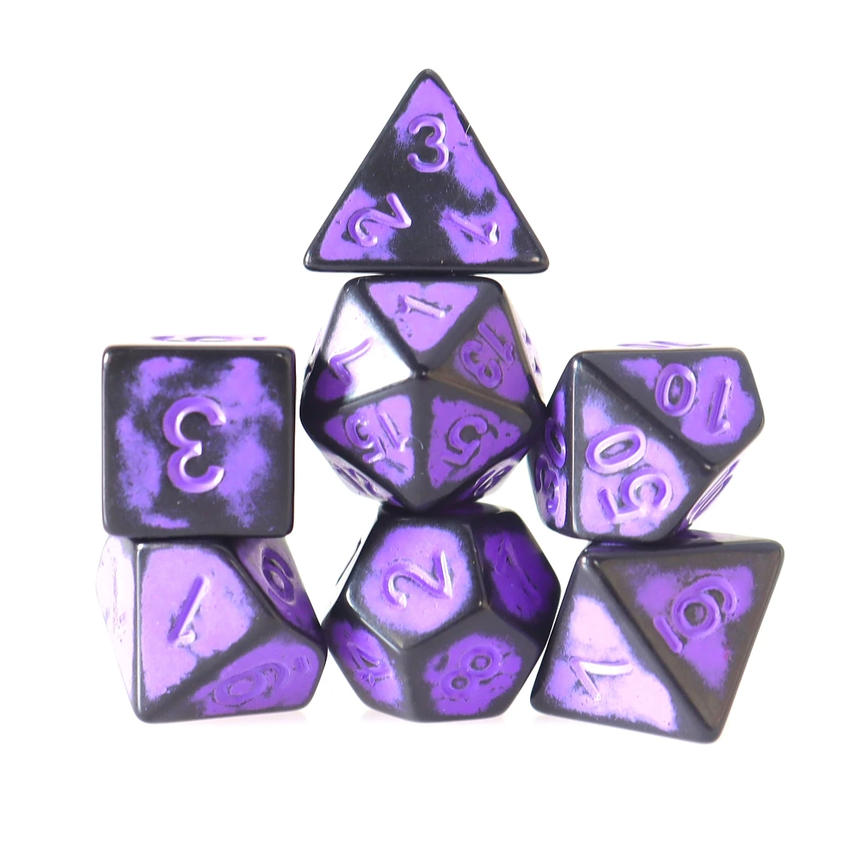 Purple-black Polyhedral Acrylic Game Dice Set D4 D6 D8 D10 D12 D20 (ATQ)