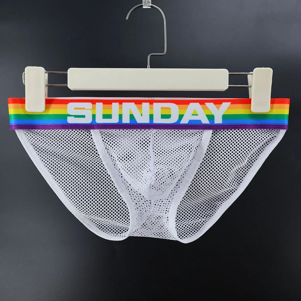 

Men\\\\\\\\\\\\\\'s Mesh Underwear Briefs with Colorful Striped Pattern Breathable Fabric and High Fork Style for Everyday Wear
