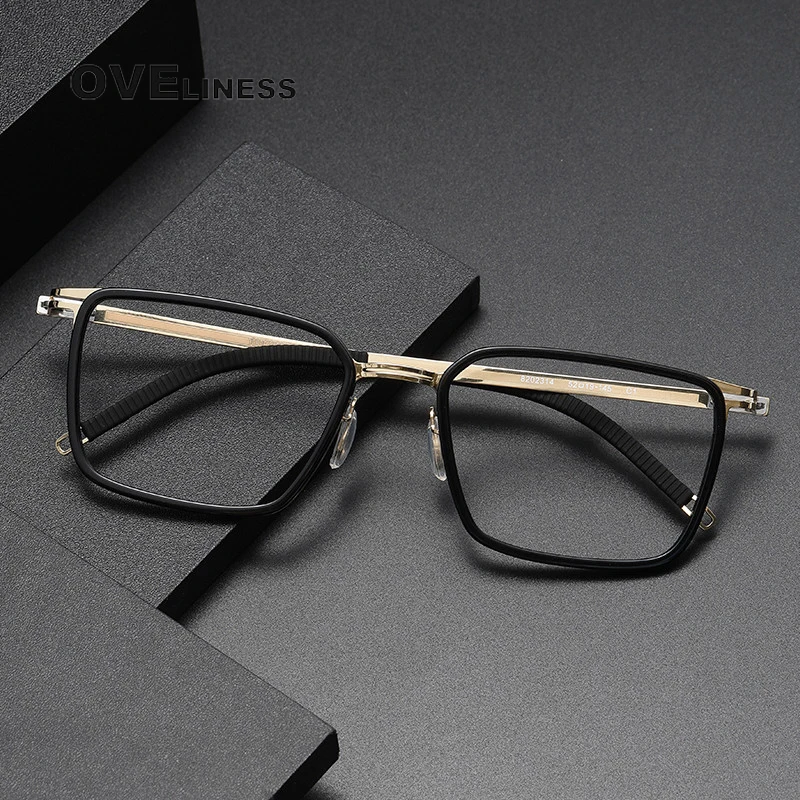 

Acetate titanium Glasses Frame Men Women Vintage Round Myopia Optical Prescription Eyeglasses frames Screwless Korean Eyewear