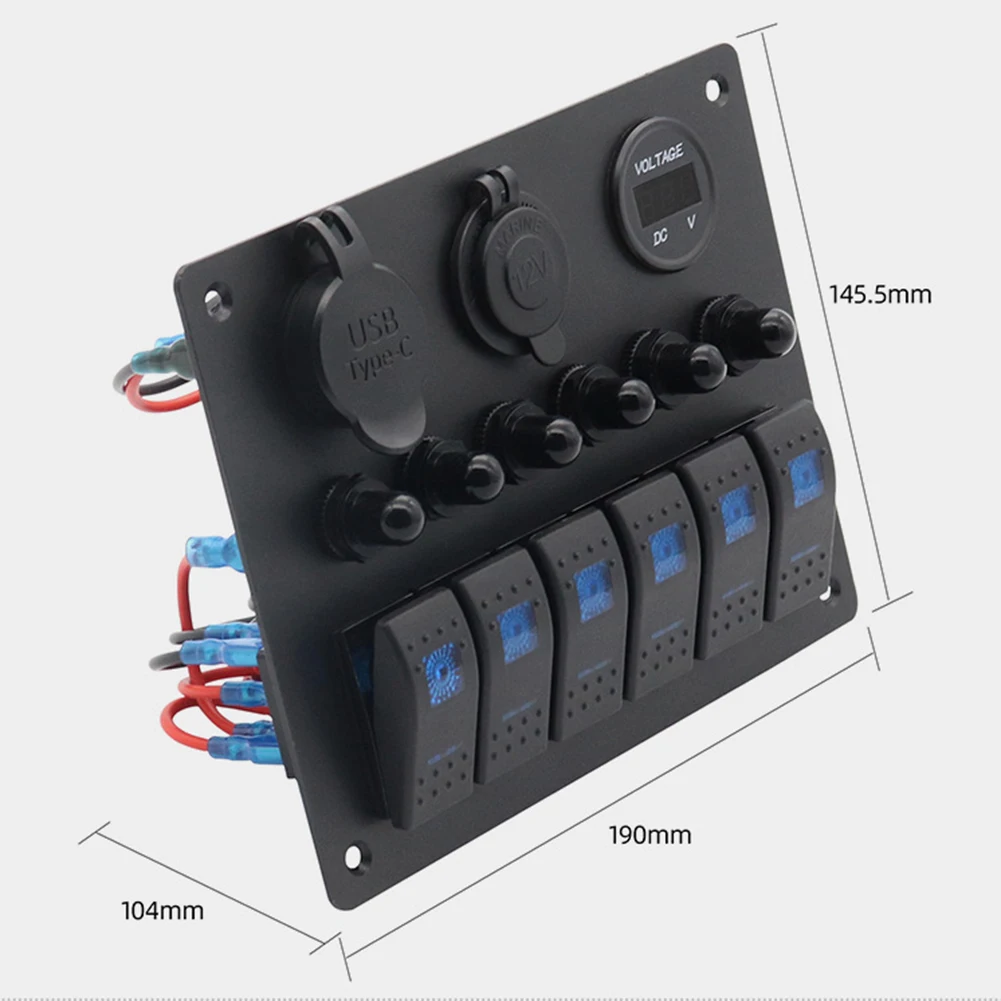 สวิตช์ควบคุมแผงควบคุม RV 1 ชิ้น 5V/4.8A พร้อมไฟ LED แสดงผล สำหรับ RV 12-24V เรือยอชท์ รถบัส รถยนต์ และการดัดแปลงรุ่นอื่นๆ