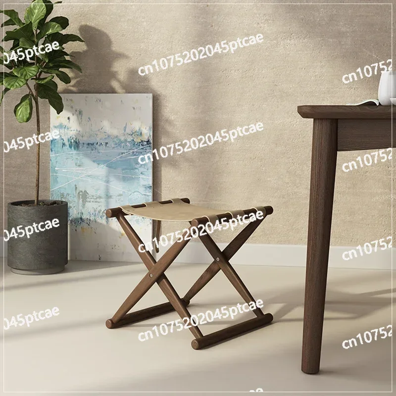 Nordic Folding Stool Furniture Solid Wood Modern Folding Chairs Living Room Sofa Shoe Changing Footstool Home Mobile Seats Chair